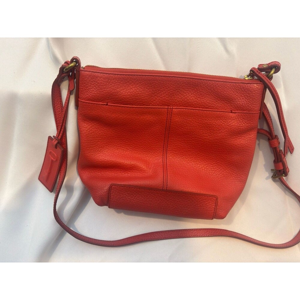 Fossil Red Pebbled Leather Crossbody Bag